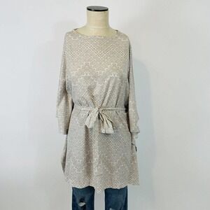 Coolibar Bat Wing Waist Tie Cover-Up Poncho XS Womens UPF+ Protection Gray Beige